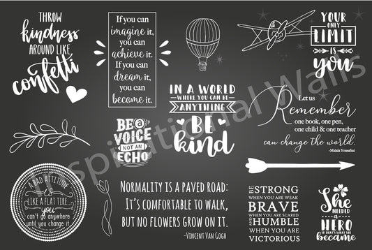 Chalkboard Mural with Inspiring Quotes Collection #1